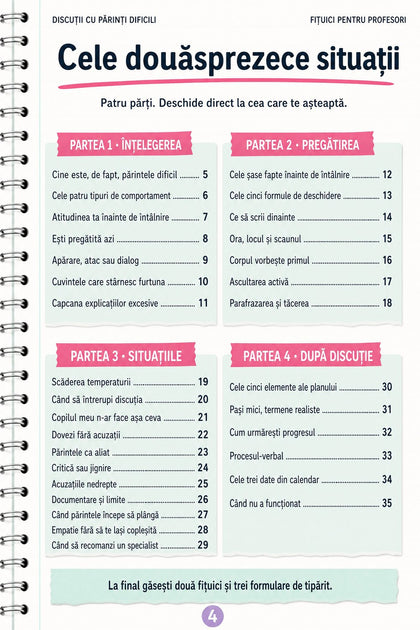 Discuții cu părinți dificili — pagină din interior